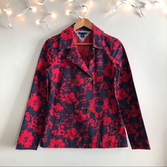 Tommy Hilfiger Red/Blue Floral button jacket - Picture 1 of 6